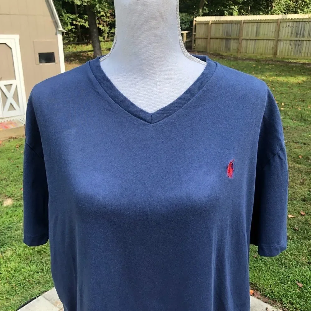 POLO RALPH LAUREN V-Neck Navy T-Shirt Size Large - Picture 5 of 6